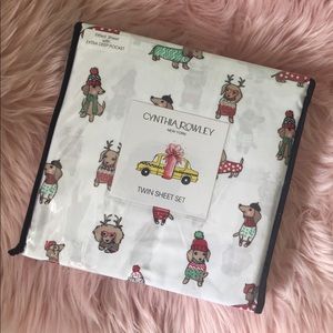 Cynthia Rowley NY Dachshund Twin Bed Sheet Set NWT
